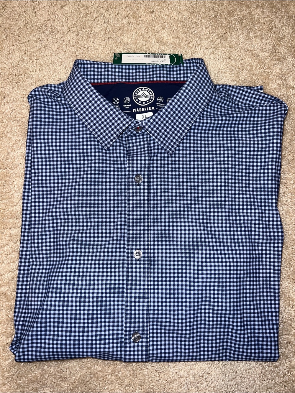 Stitch Fix Flag & Anthem Men's Blue Gingham Button-Down Shirt XLT work wedding